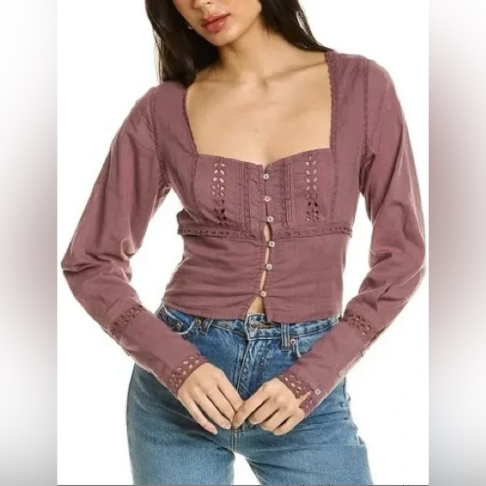 NWOT Free People Joi Crop Blouse Sz Sm